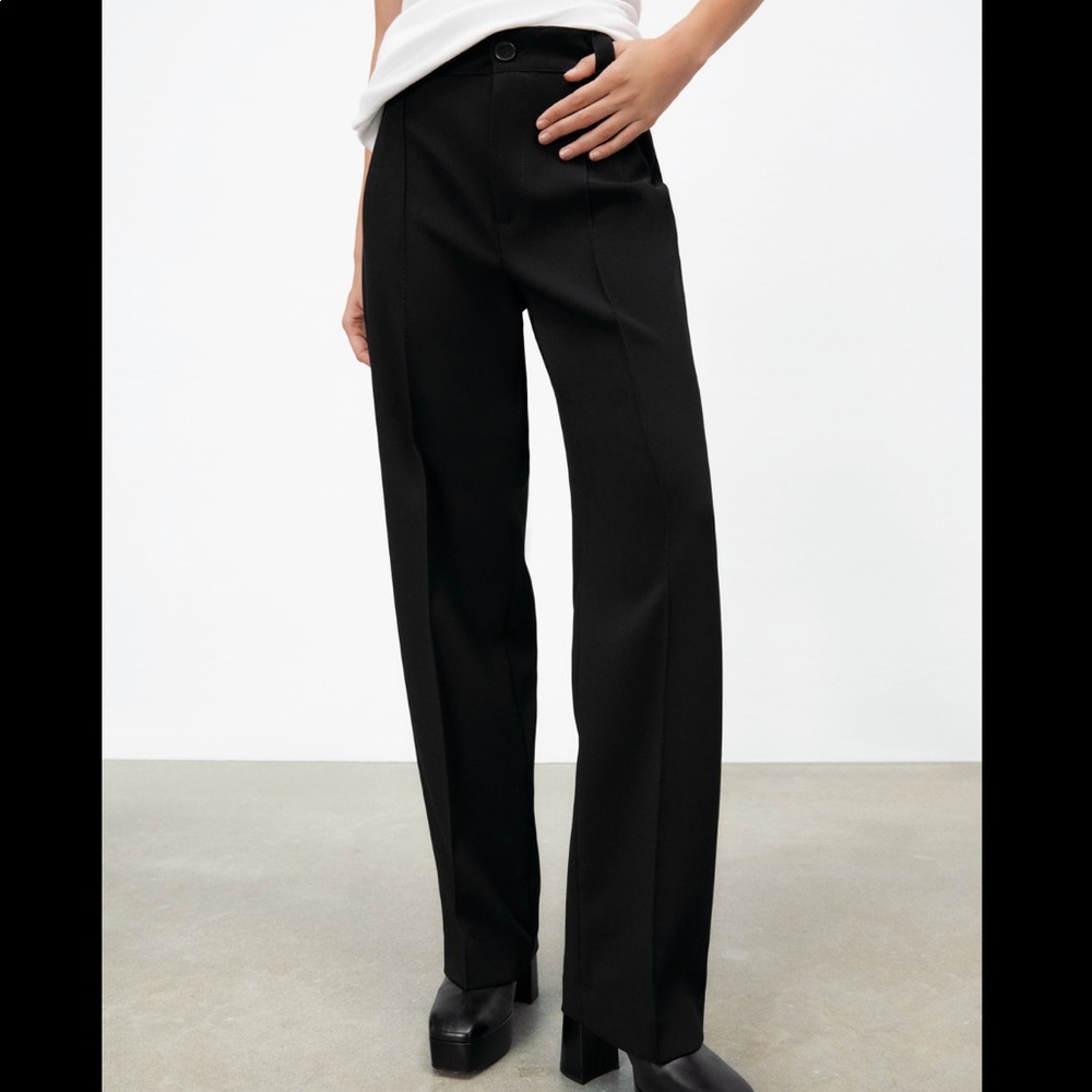 NWT Zara Full Length Straight Leg Black Dress Pants